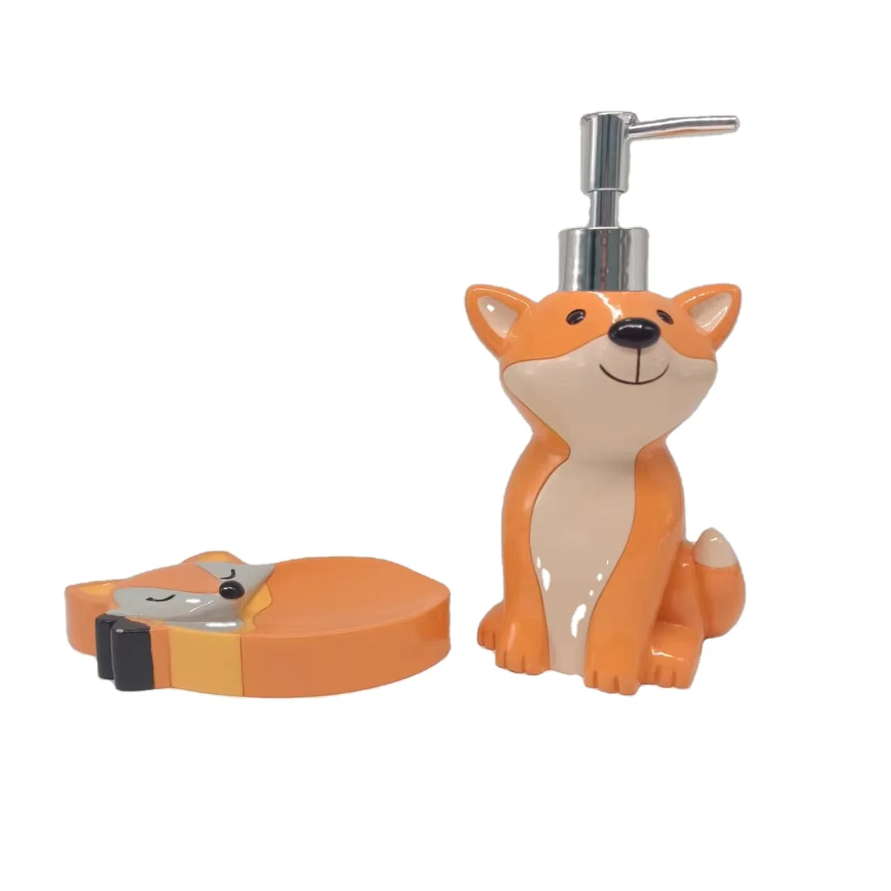 Cute little animal series Bathroom accessories set  lovely Hand drawing animal resin washroom  accessories  for kids