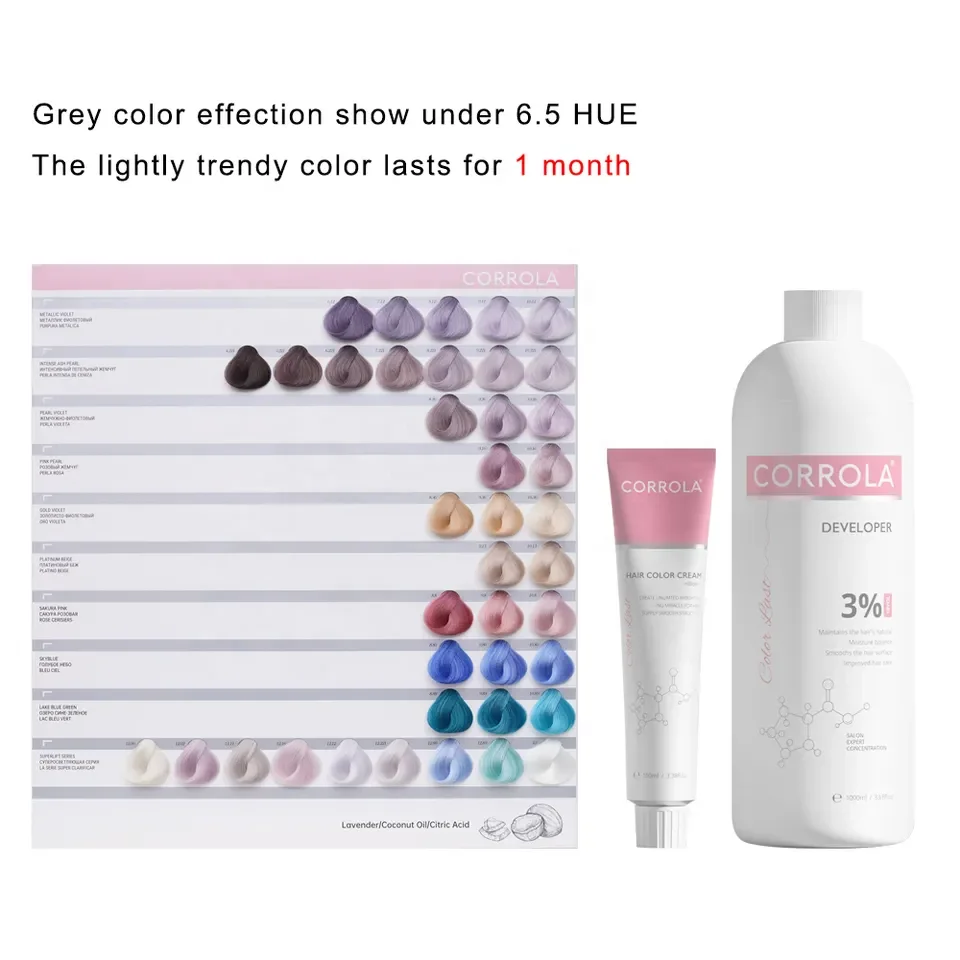 OEM ODM CORROLA Private Label Low Ammoina Long Lasting Organic Hair Color Cream Permanent Salon Hair Dye