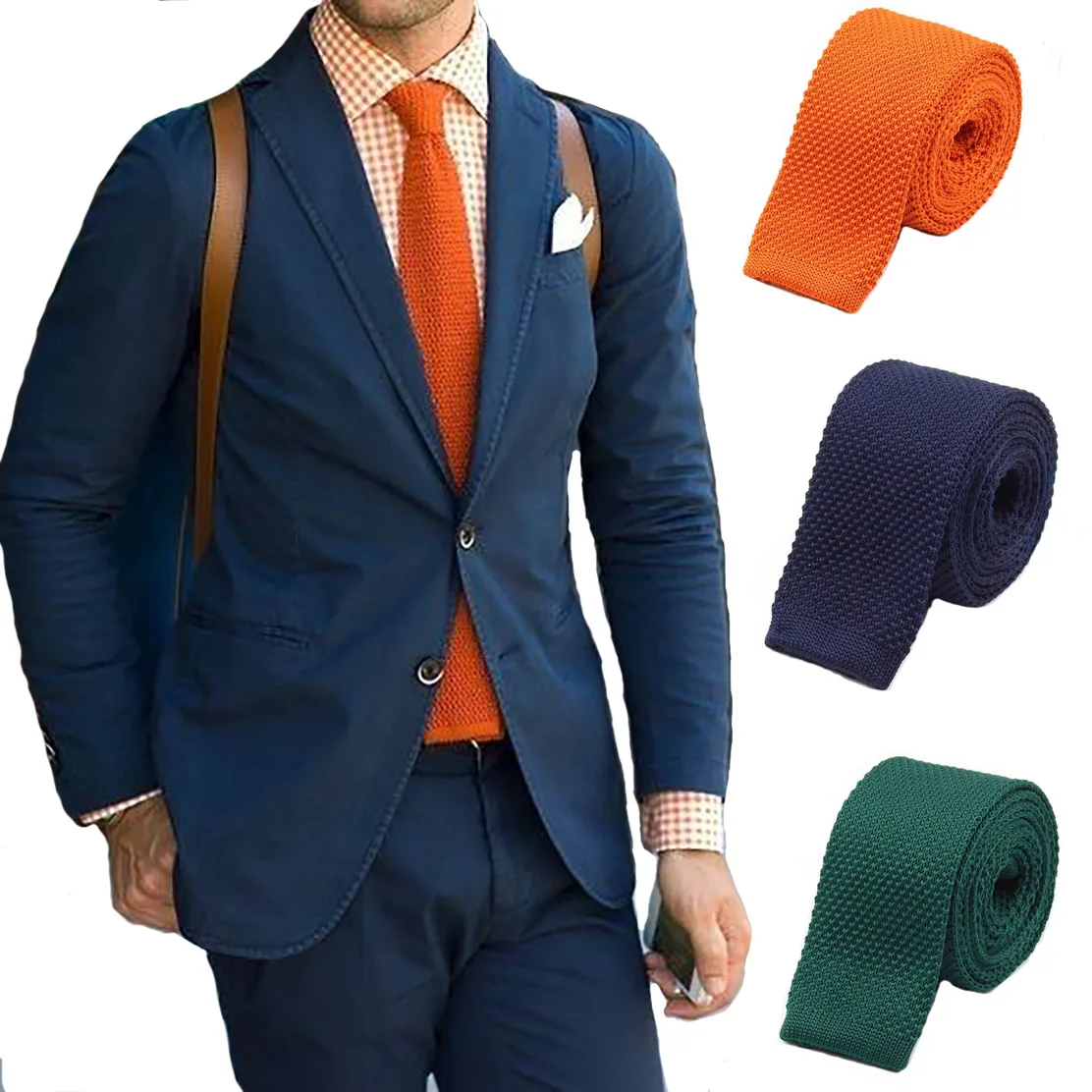 Solid Knitted Ties for men Casual Polyester Skinny Mens Neckties Fashion Candy Color Slim Neck tie for gify Wedding