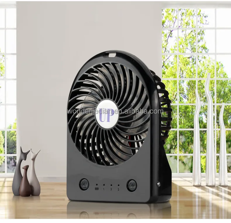 High Quality ABS Factory Multifunctional  Led Light Super Mute Stand Mini Fan with  Removable Battery Desk Mini Fan