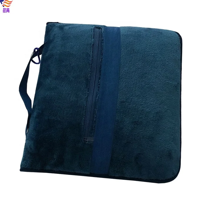 Portable compact airplane office 4 in 1 travel fleece pillow blanket