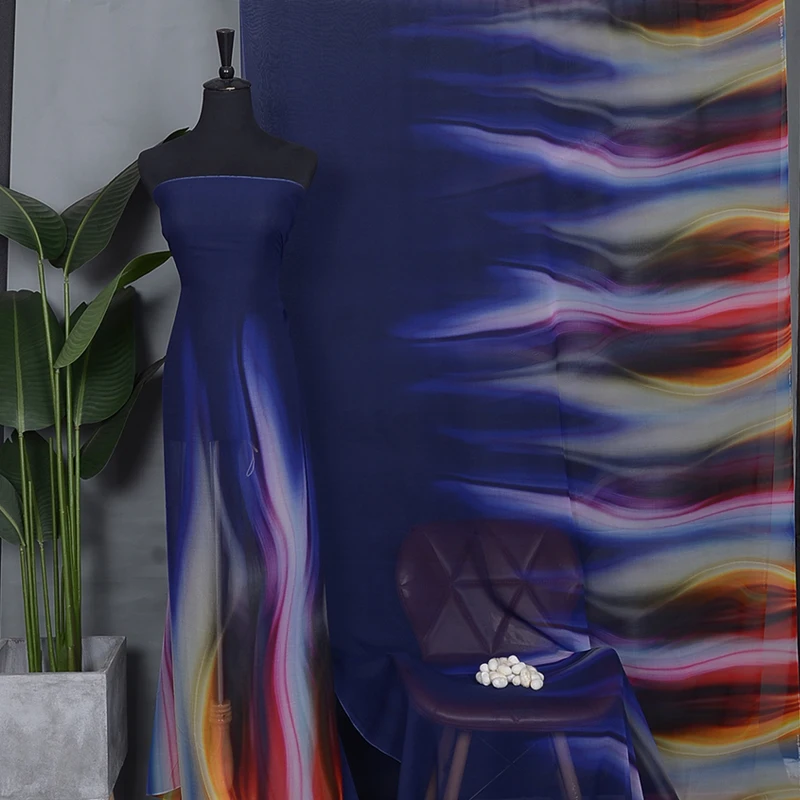 top quality gradient indonesia Digital Printing Screen floral clothing Dress Print Designer Chiffon Silk georgette Satin Fabric