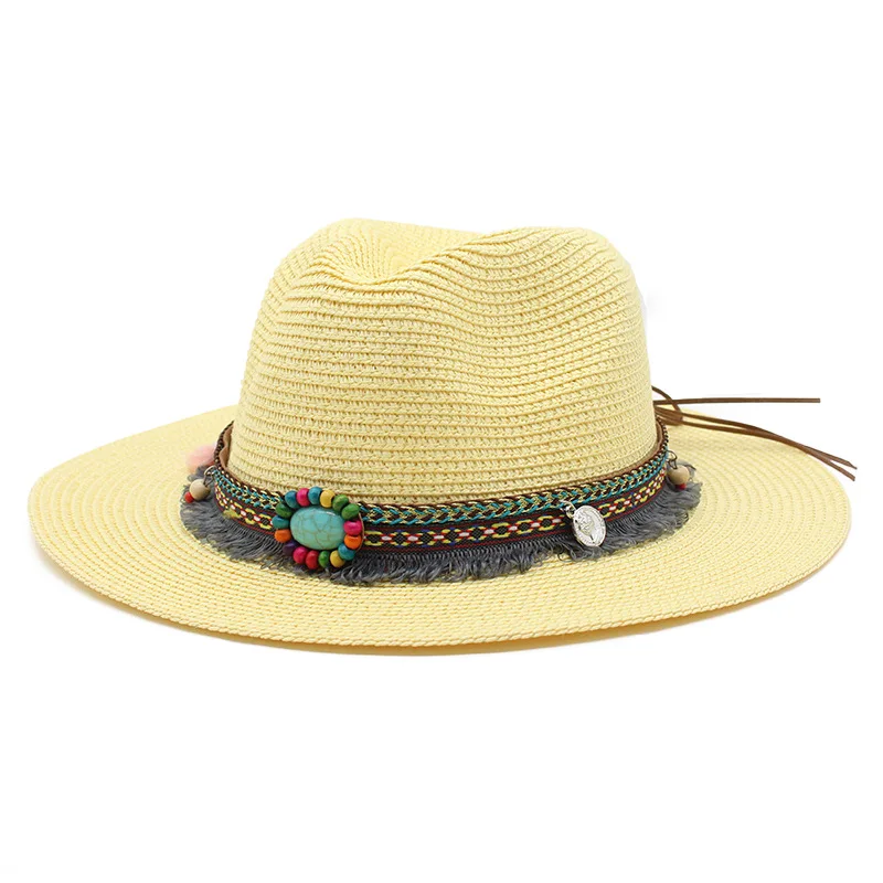 New Style Cowboy Folk-custom Summer Unisex Outdoor Leisure Wide Eaves Hats Sunproof Panama Hats Woven Straw Hats