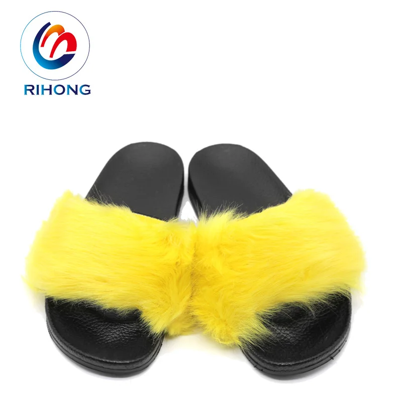 Guangzhou cheap price custom fashion logo design warm fur slide sandal 2024 winter slippers for women