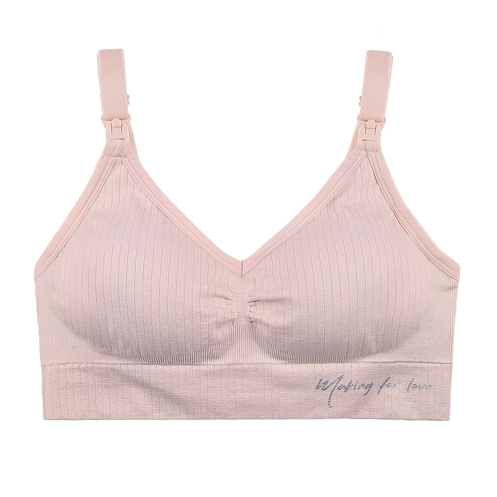 Seamless breastfeeding bra front button wire free pregnancy bra pull together to prevent sagging and removable padded underwear