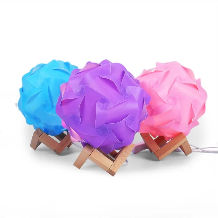 IQ Ball! New Design Puzzle DIY Led Moon Night Lamp With Wood Bracket Home Atmosphere Decorative Table Lamp