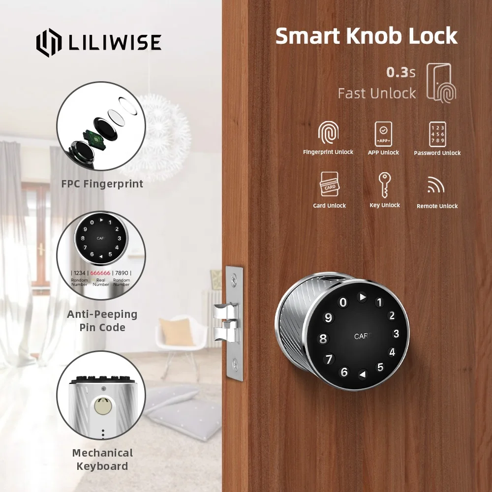 Fingerprint Smart Biometric Lock Quick Access Keyless Metal Security Anti-Theft Door Lock