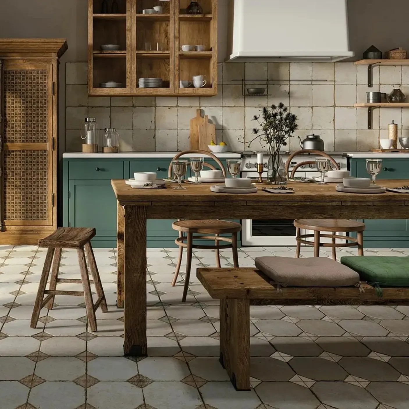 Factory custom Chinese style Mexican vintage Glazed porcelain stoneware Art Tile for kitchen wall floor tile