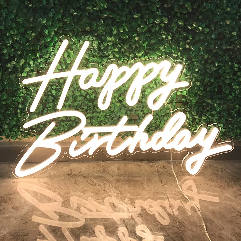 Gaojian Custom LED Neon Light  Happy Birthday Letter Neon Sign Lights For Wedding Bedroom Birthday Party Home