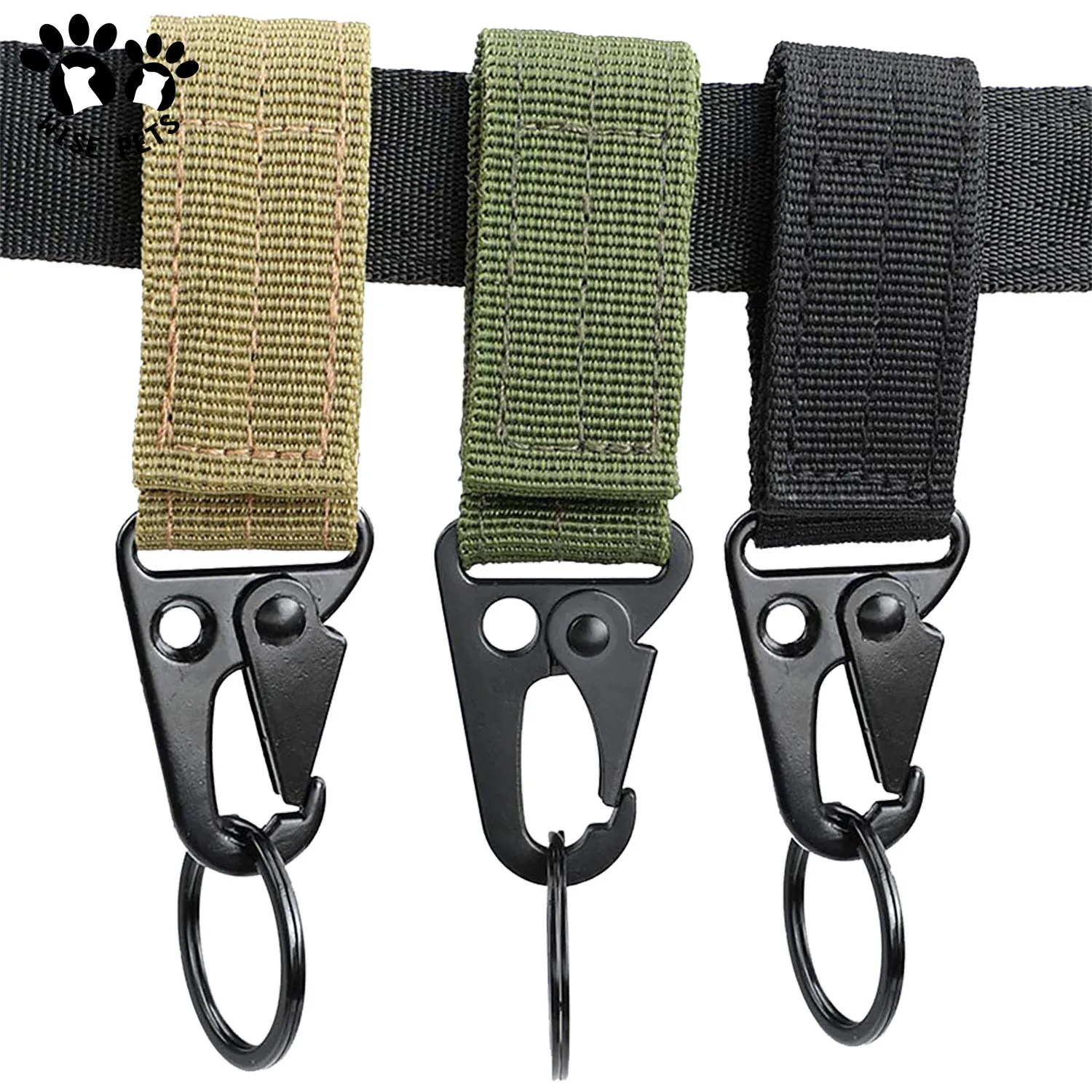 Factory Bag Accessories Multi-functional Nylon Webbing Olecranon Pendant Carabiner Short Lanyard Belt Keychain With Magic Tape