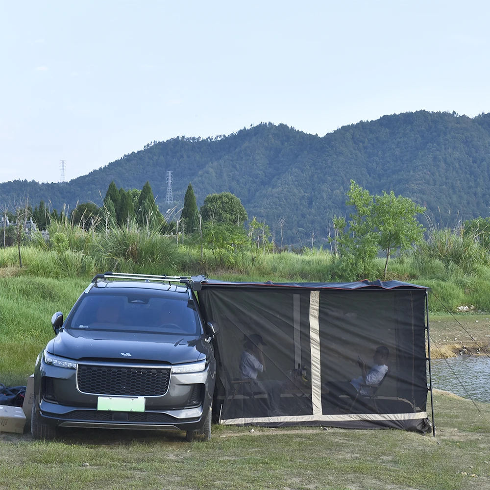 2.5m x 2.5m Awning Roof Top Tent Camper Trailer 4WD Awning 4X4 Camping Car Rack Pull Put With Mesh Room