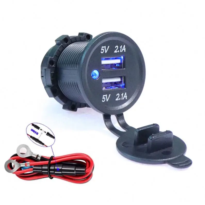 12-24V lithium battery pack modifiion upgrade power socket 4.2A double USB car charging mobile phone waterproof