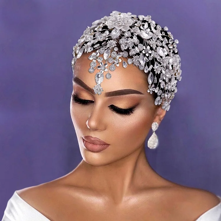 Bride Hair Headpieces for Bridal Wedding Silver Rhinestone Hair Piece Bridal Hair Accessories for Women and Girls