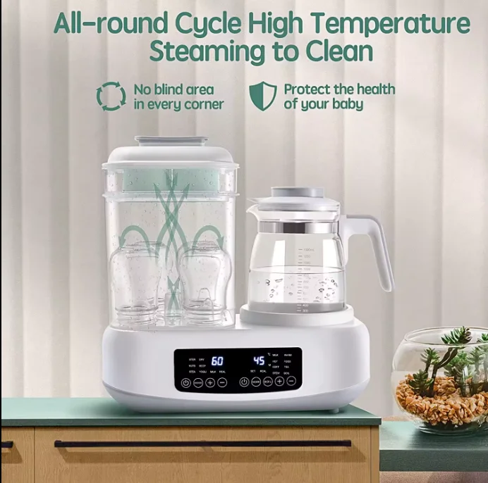 8-in-1 Multifunction with Electric steam Cleaning and Drying baby bottle heater for Quick Heating of Breast Milk Formula
