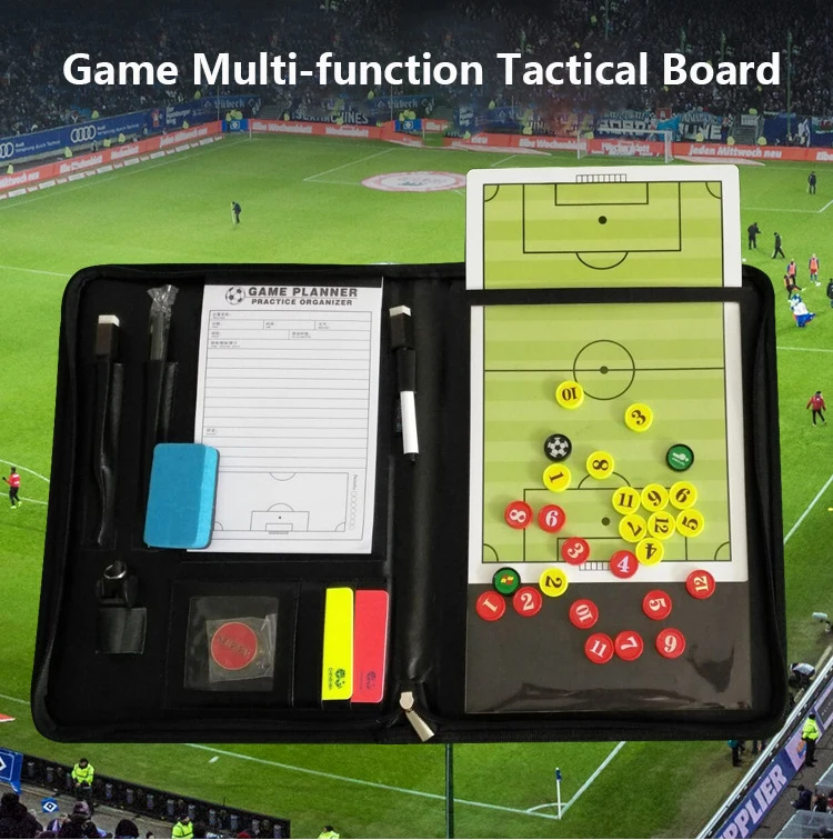 Magnetic Football Coach Board Set Folding Strategy Teaching Blackboard Book for Soccer Basketball Volleyball Black Color
