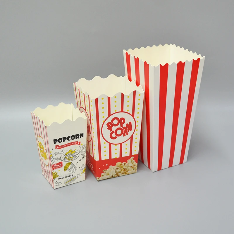 Custom Wholesale Cheap Disposable Pop Corn Packaging Classic Party Food Grade Popcorn Box