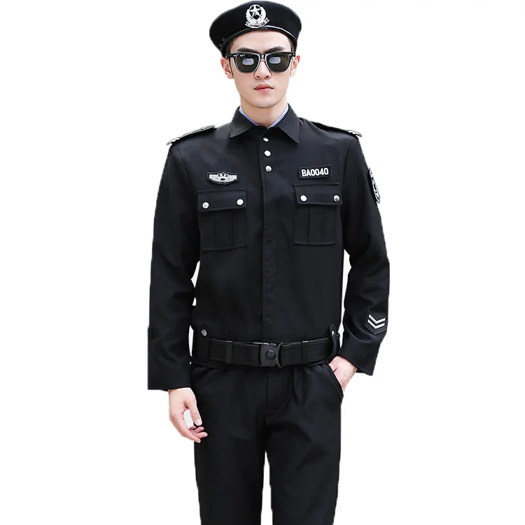 Cheap long sleeve security guard uniforms black