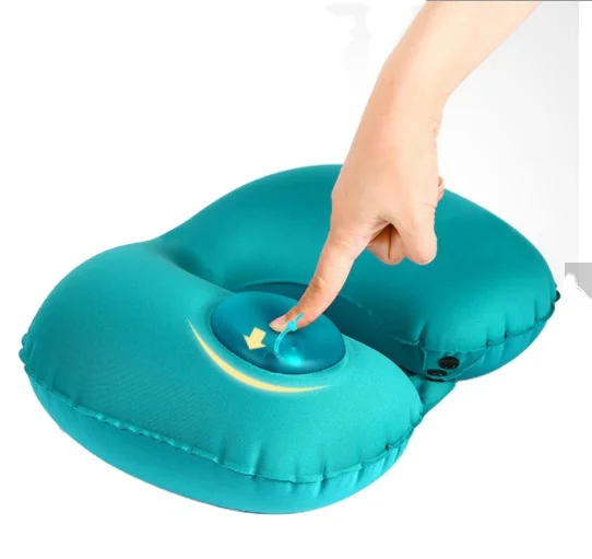 U-Shape Folding Press Type Bed Travel Pillow Automatic Air Inflatable Airplane Car Pillows Ring Pillow Neck Cushion