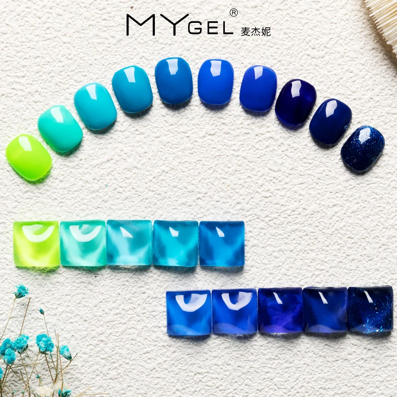 Private Label UV Led Light Curing 15ml Bottle 10 Colors Klein Blue Blue sky Gel Nail Polish Set