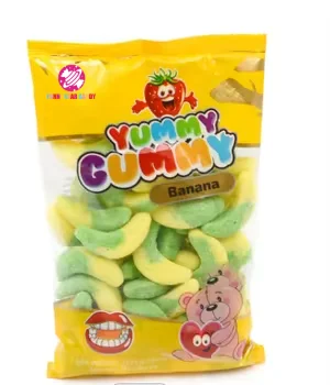Оптовая продажа на заказ халяльный фруктовый вкус различных форм вкусные сладкие кислые Мармеладные Конфеты банановые мягкие кондитерские изделия