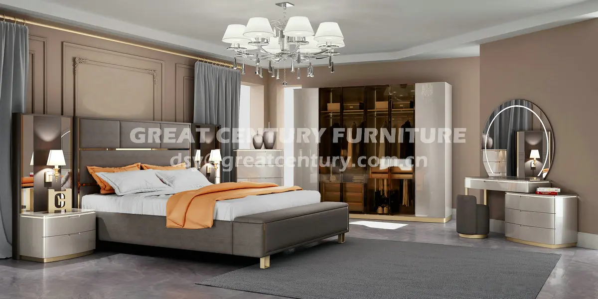 GC Furniture GBR-6603 Bed Master Bedroom Set High gloss paint MDF Bedroom Set High quality Bedroom Furniture