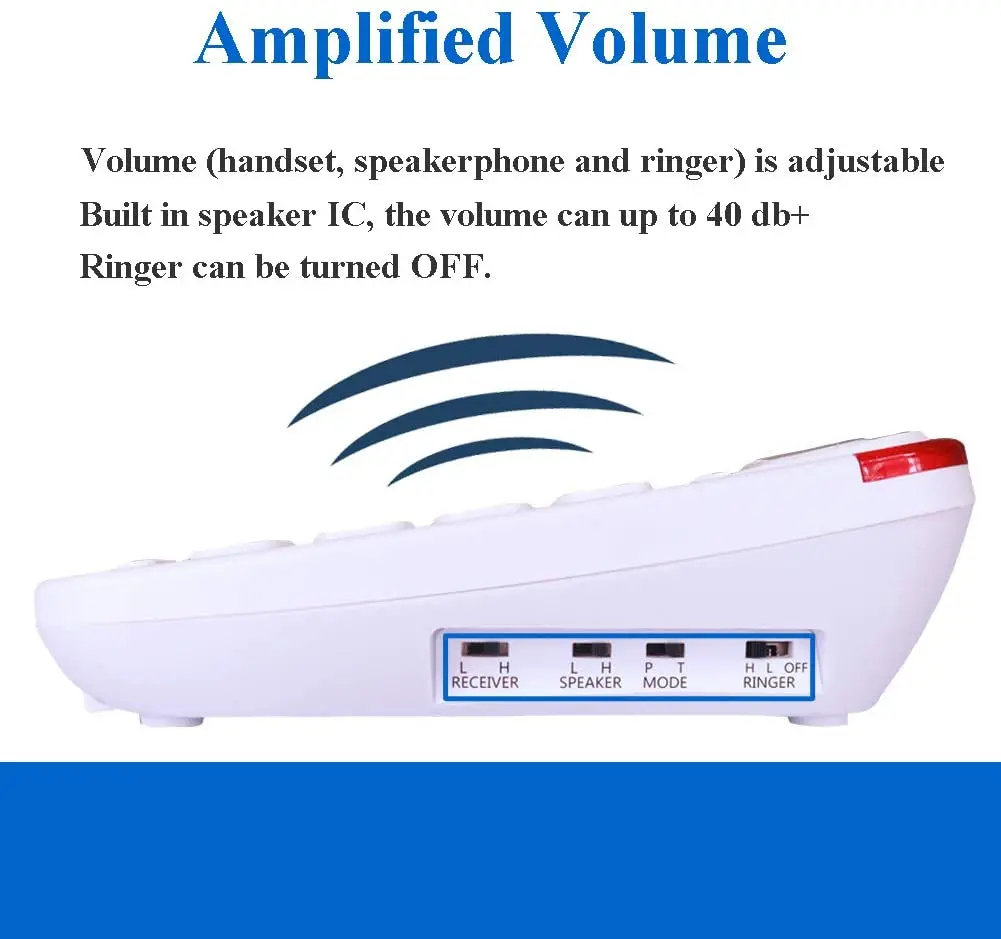 OEM Factory White Black Milk Optional Seniors Corded Big Button Telephone with Big Volume LED Indicator