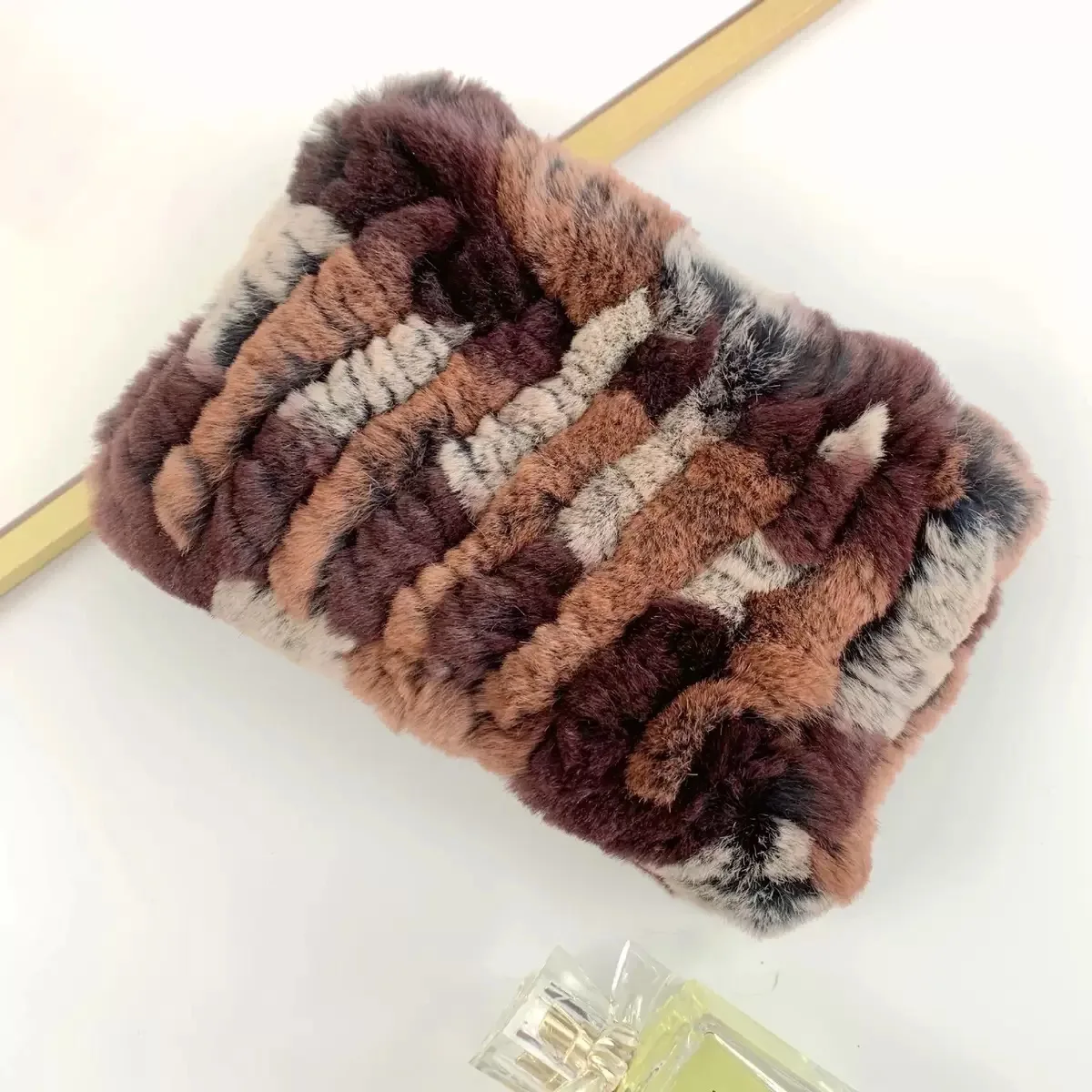 Real Fur Headband Women Trendy Knitted Rex Rabbit Fur Convertible Headbands and Neck Warmer For Girls