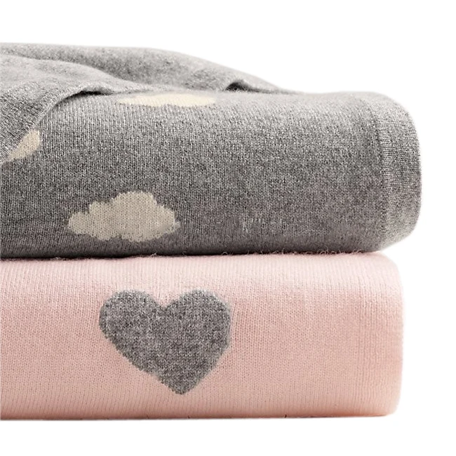 Heart or cloud design lightweight cashmere baby soft stroller blanket