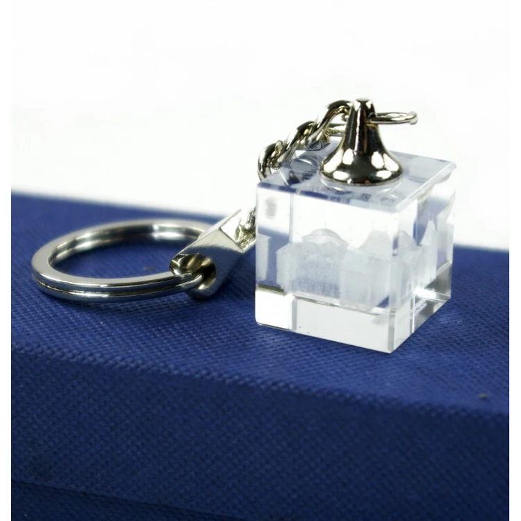 Personalized ENGRAVED crystal square cube keychain MH-YS0456