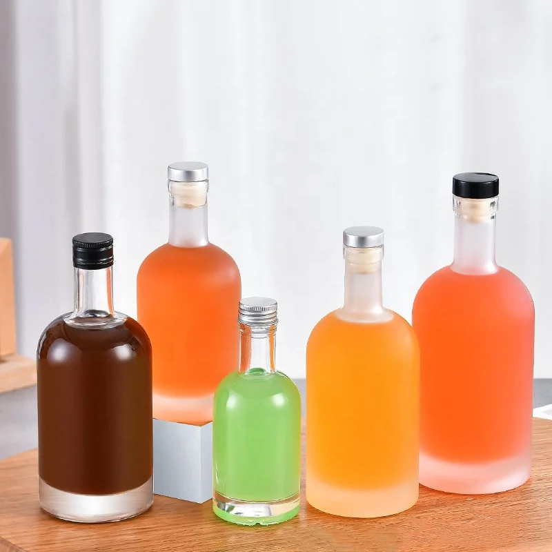 Wholesale Flint Cylinder Vodka Glass Bottle with T cork 200ml/375ml/500ml/750ml /1000ml