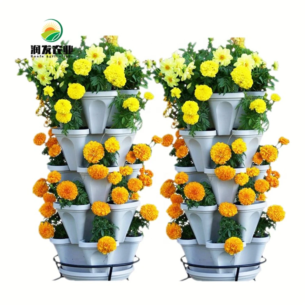 Plastic Plant Pots Stackable Plastic Planter Vertical Garden Pot For Flowers Vegetables Garden Tower Systems Vertical Hydroponic