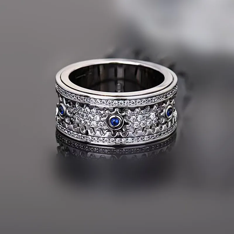 High quality Gold Plated Gear Stainless Steel Anxiety Ring women jewelry fidget anxiety ring anxiety fidget rotating ring