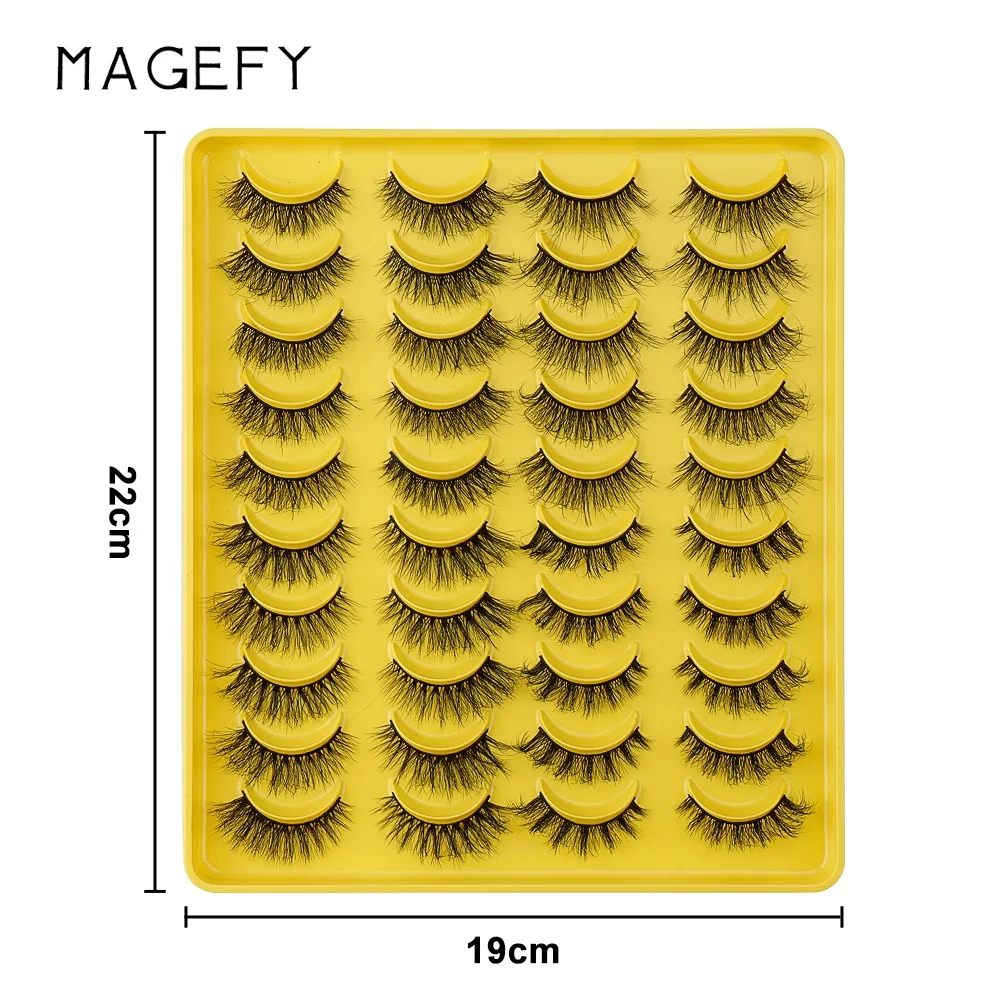 MAGEFY false eyelashes wholesale 20 pairs 4 styles mixed 3d 5d fluffy faux mink full strip lashes