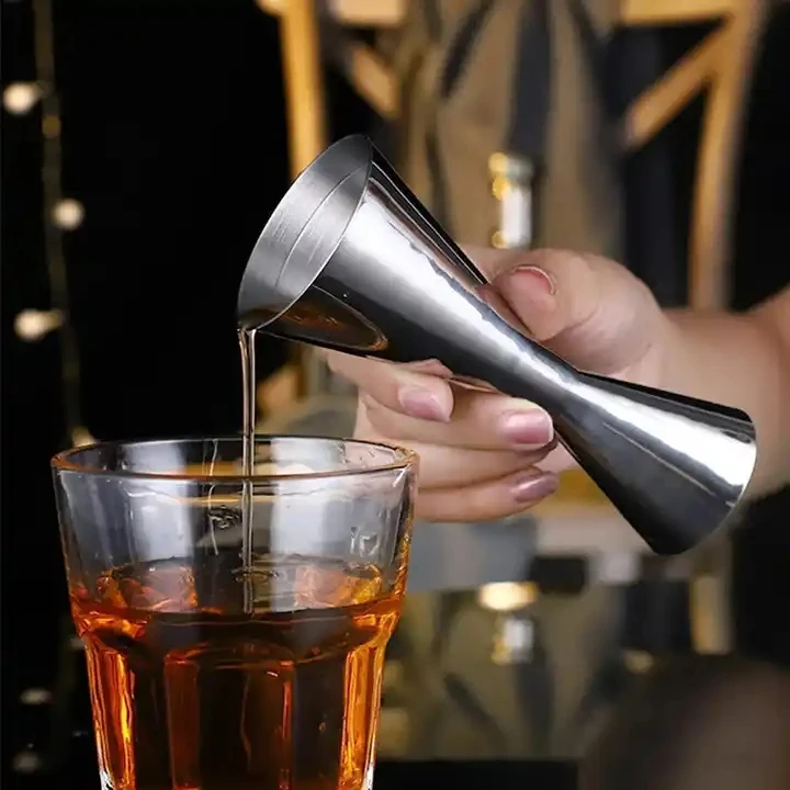 One-Piece Stainless Steel 30ml/60ml Double Jigger With Silver Gold Colors Measuring Cup Double Sided Jigger For Bar