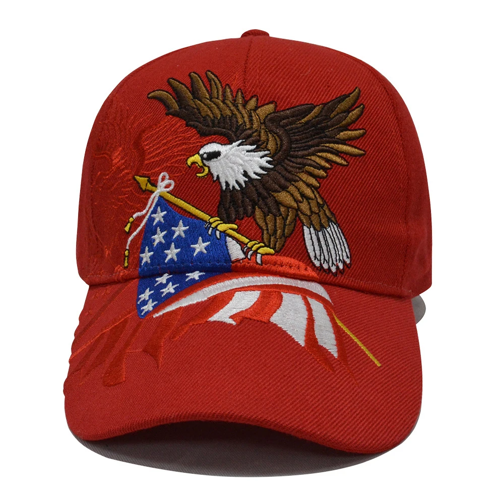 Hot sale Manufacturer Custom Eagle Logo American Hats in All Seasons USA Running Shopping Adjustable Metal Buckle Baseball Cap