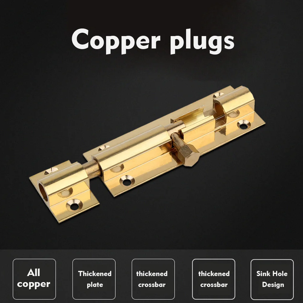 Modern Design Iron Brass Flush Bolt Stainless Steel Cabinet Door Latch Lock for Home or Hotel Use Wholesale