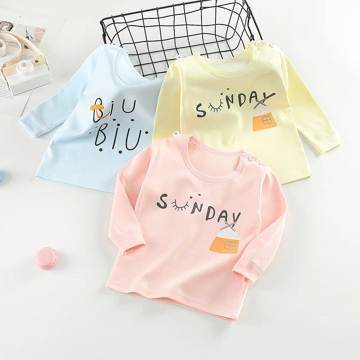 Детское хлопковое нижнее Пальто Нижнее белье с пуговицами на плечах для мальчиков и девочек