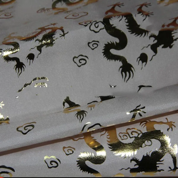 100% полиэстер китайский дракон золото печати ткань