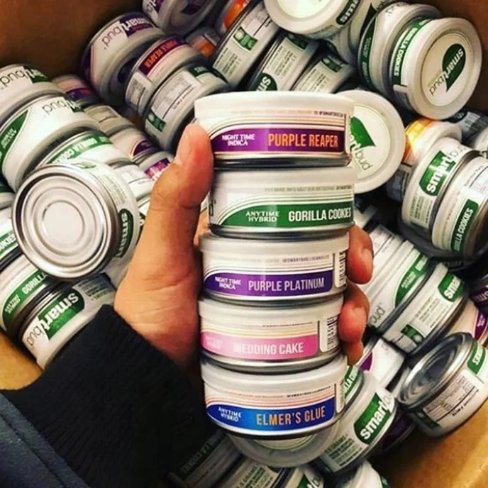 
Best Seller Metal Tin Cans with Smart Bud Can label Stickers and Clear Pipe Tubes 