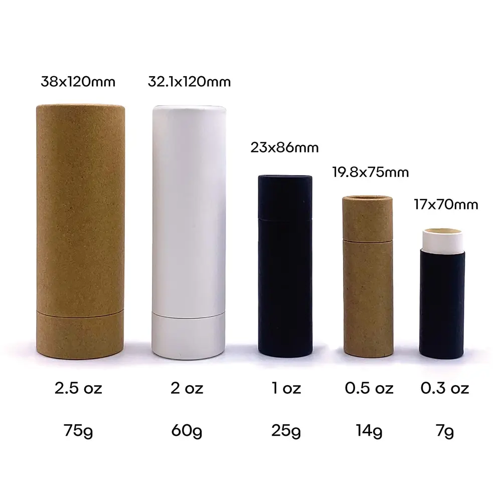 
Custom Eco Friendly Cylinder Round Kraft Paper Tube Packaging Cardboard White Push Up Cosmetic Lip Balm Paper Lipstick Tube 