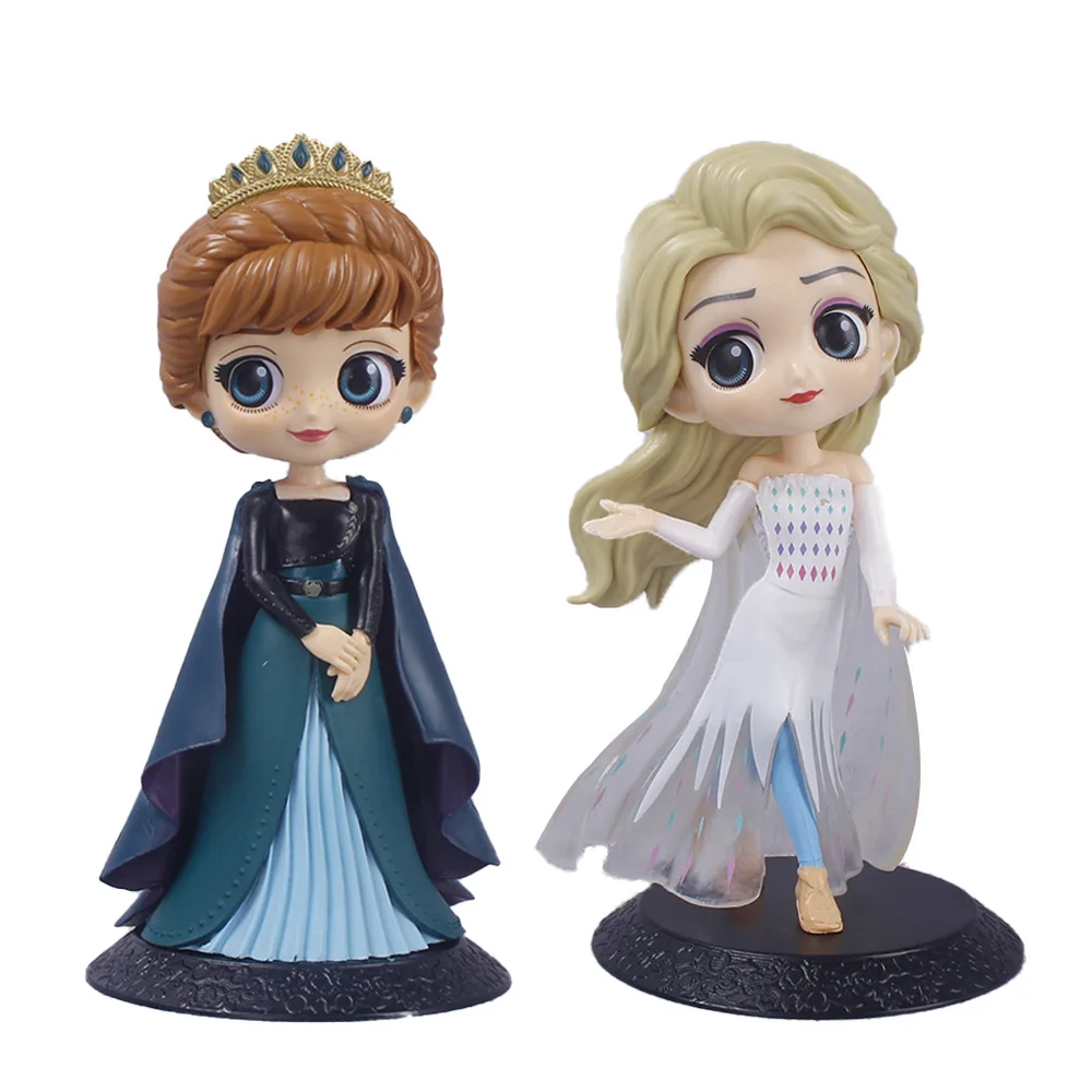Q posket Princess action figure Gen.4 Elsa Anna doll Anime cartoon PVC figure toy for kids gift cake topper ornament