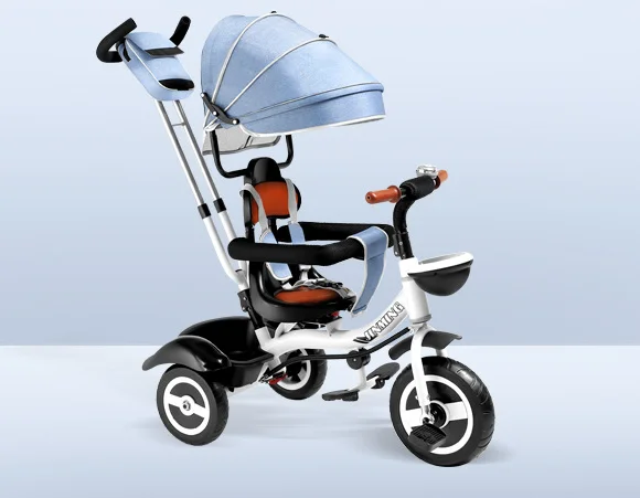 Baby Stroller 4 in 1 / Baby Pram Tricycle with Basket Bell Mirror