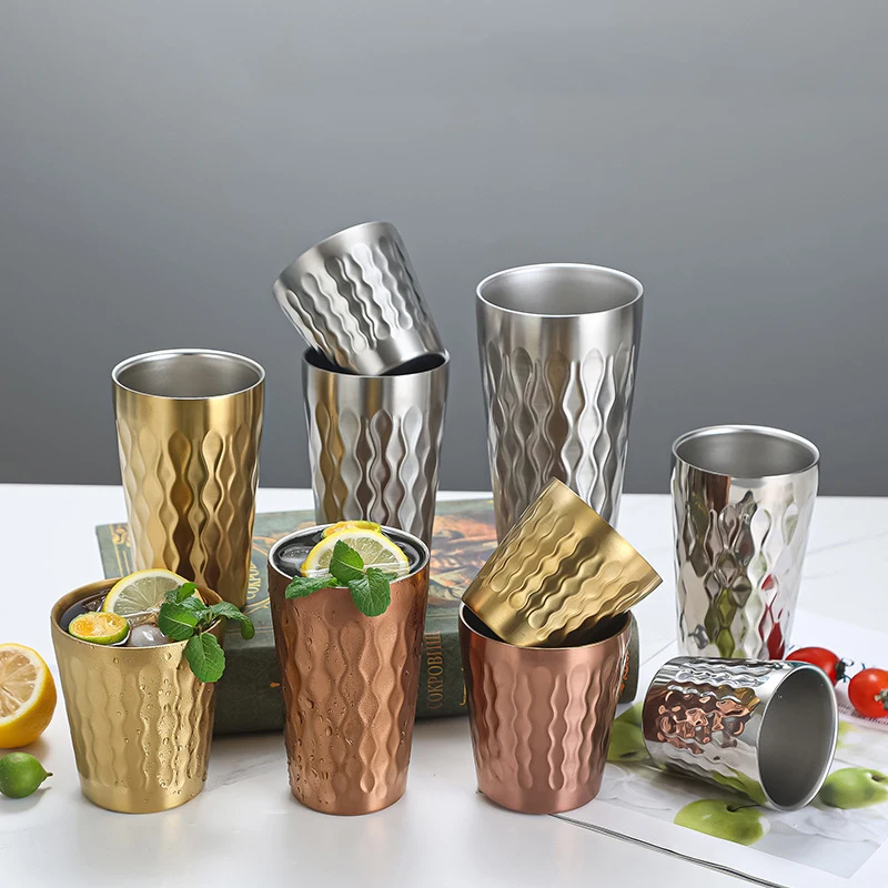 Wholesale 304 Stainless Steel Water Cup Scald Proof Restaurant Bar Beer Juice Mug Custom Logo