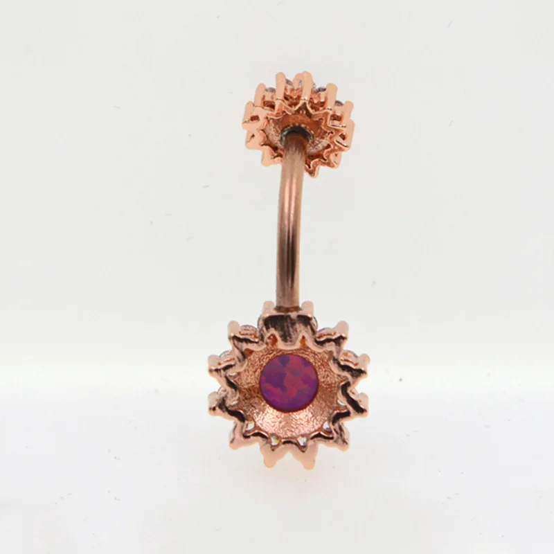 Fashion 316l stainless steel double studded opal navel belly piercing titanium piercing jewelry wholesale