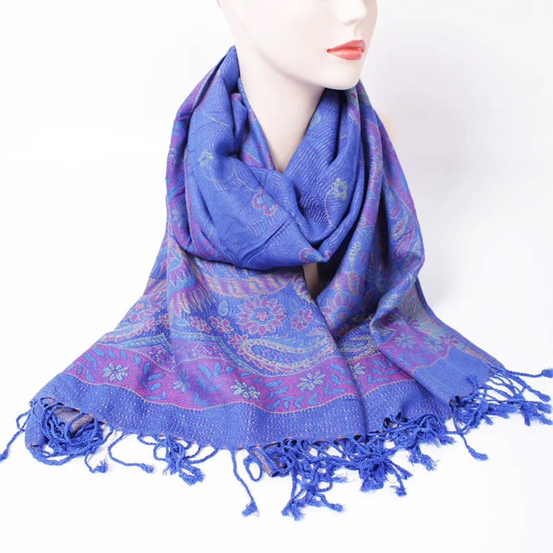 Wholesale Floral Tassel Shawl Women Luxury Scarves Embroidery Soft Bohemia Stole Ethnic Wrap Snood