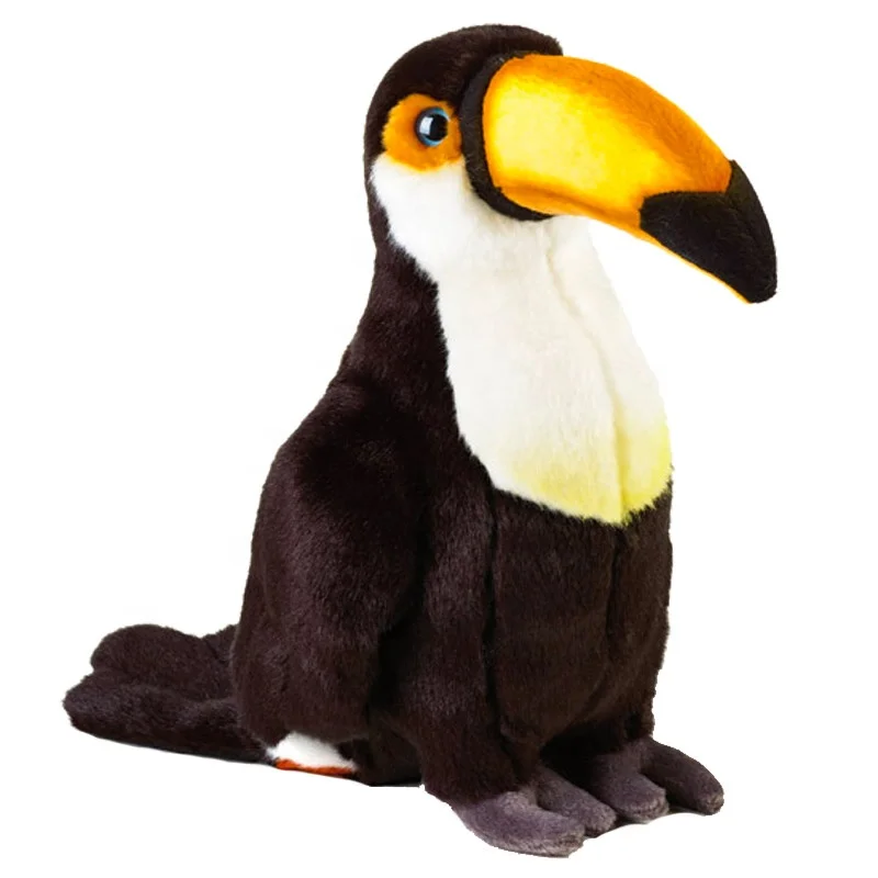 Toucan big beak black sitting cute plush fluffy stuffed soft Bird toy