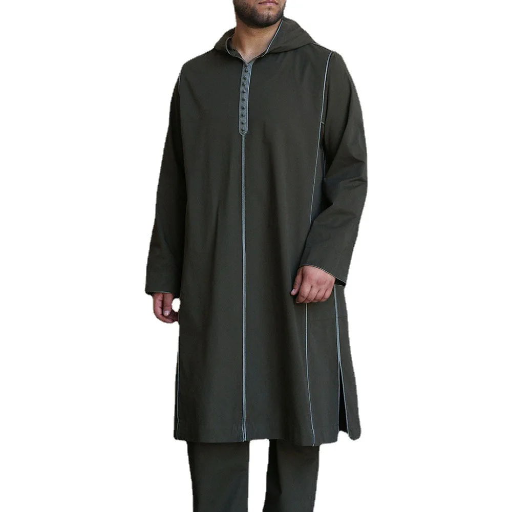 New Design Muslim Men Clothing Robe Long Sleeve Saudi Arab Thobe Jubba Man Omain Kaftan Abaya Sweatshirt Islamic Hoodies