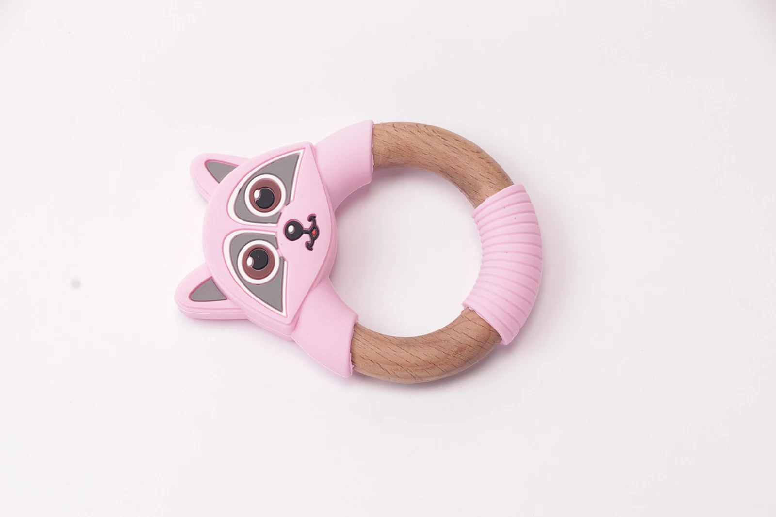 teether on wooden ring  baby rattle teether  Toy for Babies and infants ChewSoothing teething Chain Ring Food Grade.