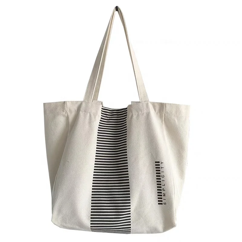 Chuanghua Canvas Shopping Tote Bag With Custom Printed Logo Cream Color Canvas Tote Bag With Zipper And Pocket