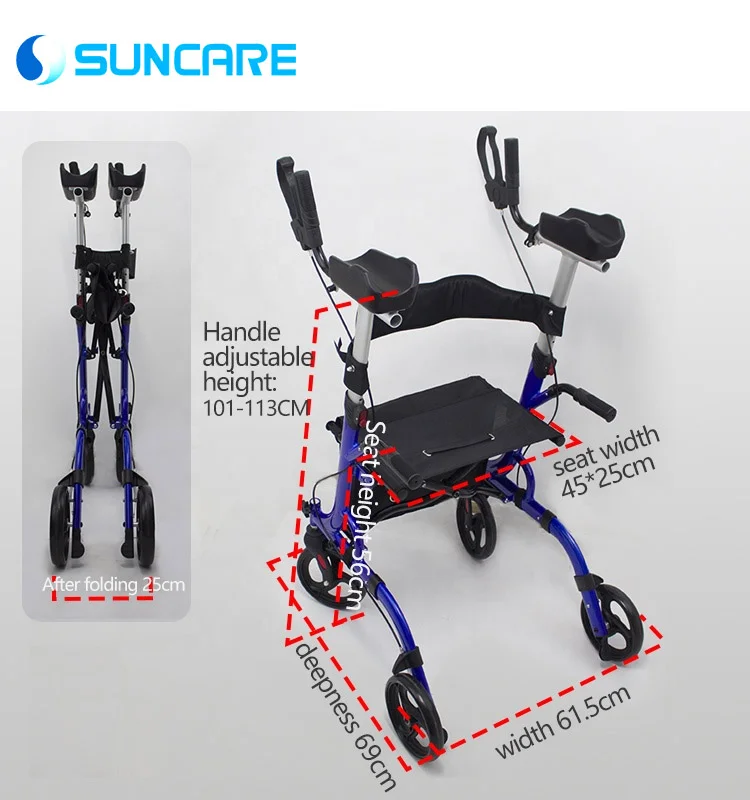 SC5037B-B Upright Stand Up Folding Rollator Walker with Seat For Disabled Walker Rollator
